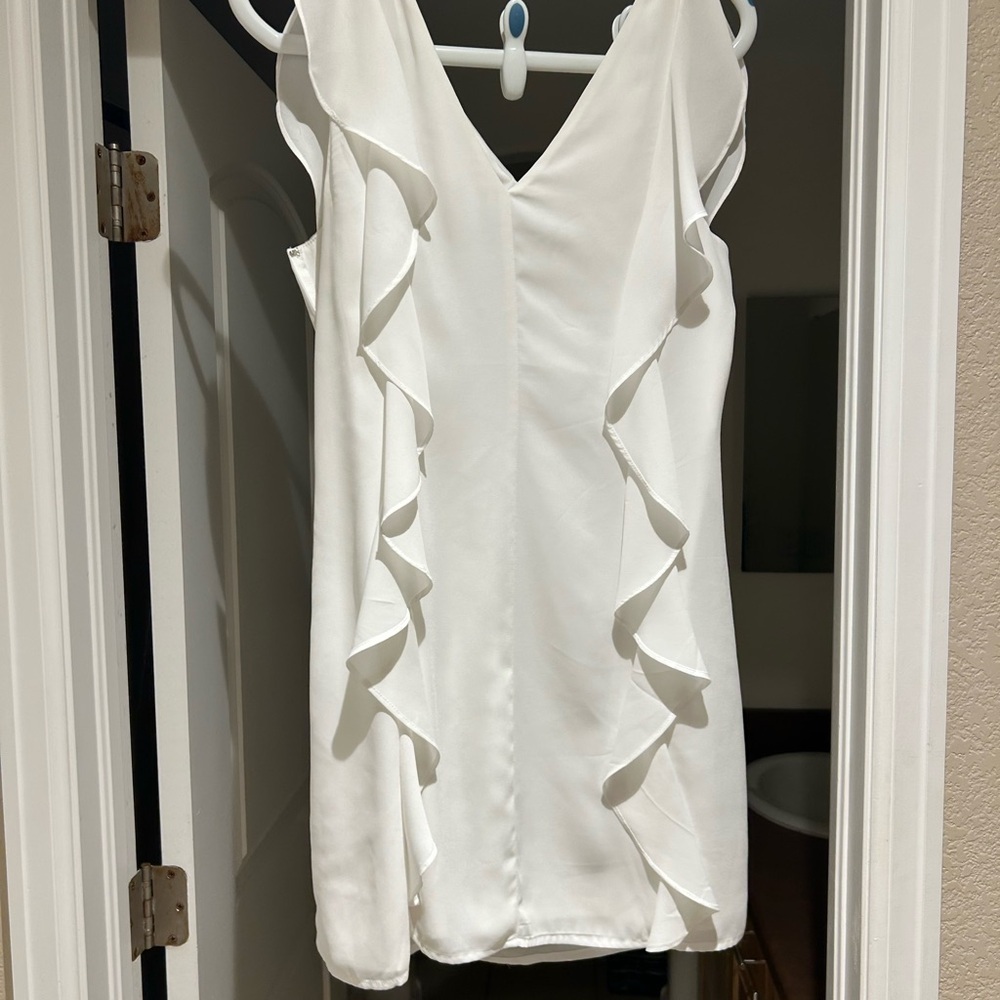 Lulu's White Ruffle Mini Dress